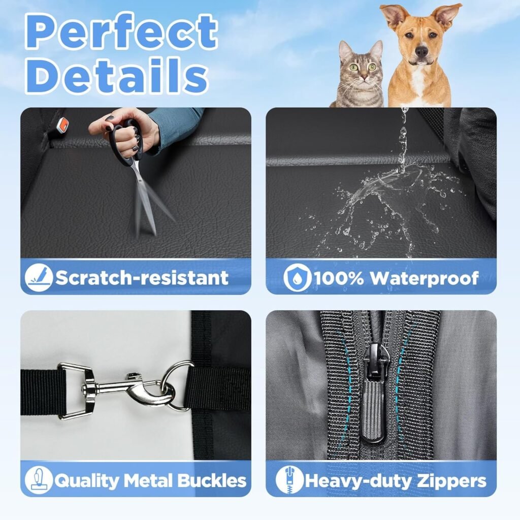 Extensor de asiento trasero para perros y gatos Funda impermeable para asiento trasero con parte inferior dura
