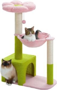 Árbol de flores para gatos con hamaca grande con marco de metal